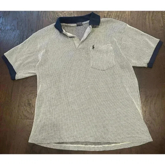 Vintage‎ 90s Polo by Ralph Lauren Houndstooth Polo Shirt b19 - Picture 1 of 2
